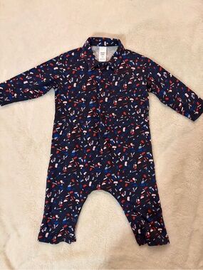 Open Edit Navy Confetti-Print Baby One-Piece